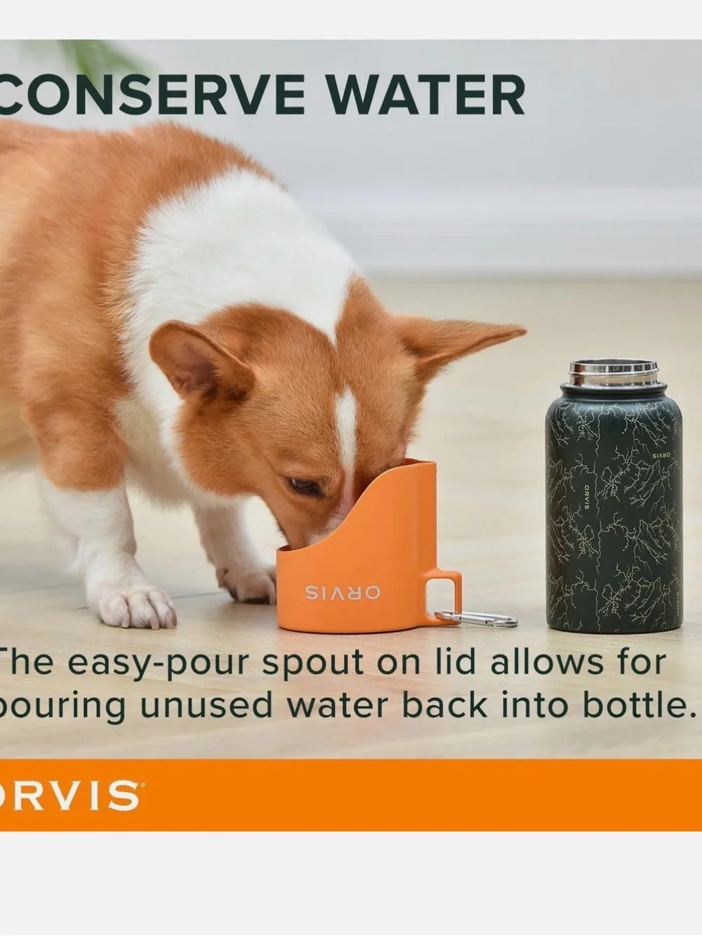 NWOT Orvis Orange Pet Travel Water Bottle 25oz